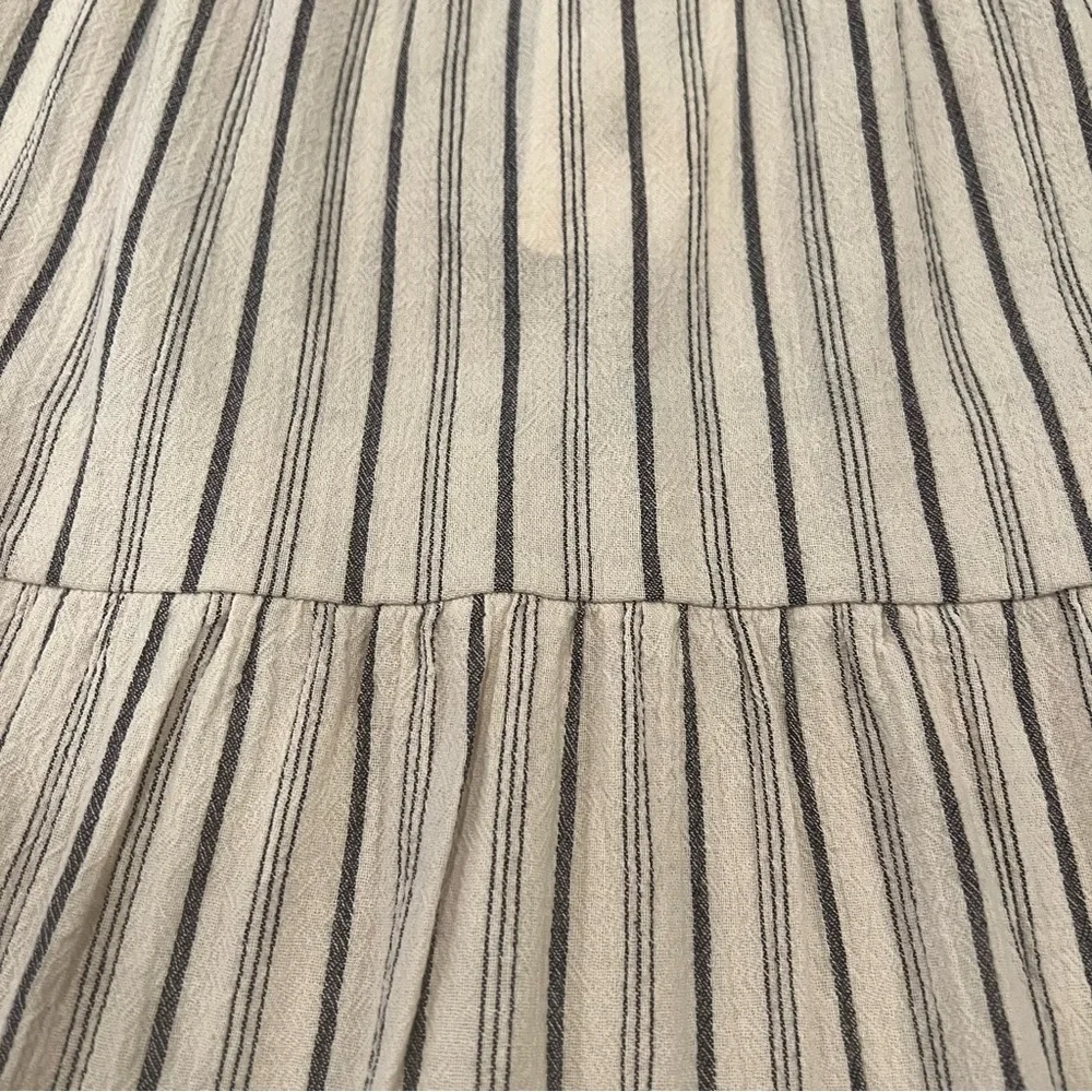 NEW $98 Evereve Harper Gauze Sundress Black/Cream Stripe Tiered Sleeveless Mini - Picture 7 of 16